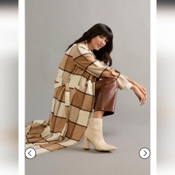 NWT Francesca’s Long Plaid Coat - Picture 3 of 5